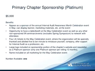 Primary Chapter Sponsorship (Platinum)