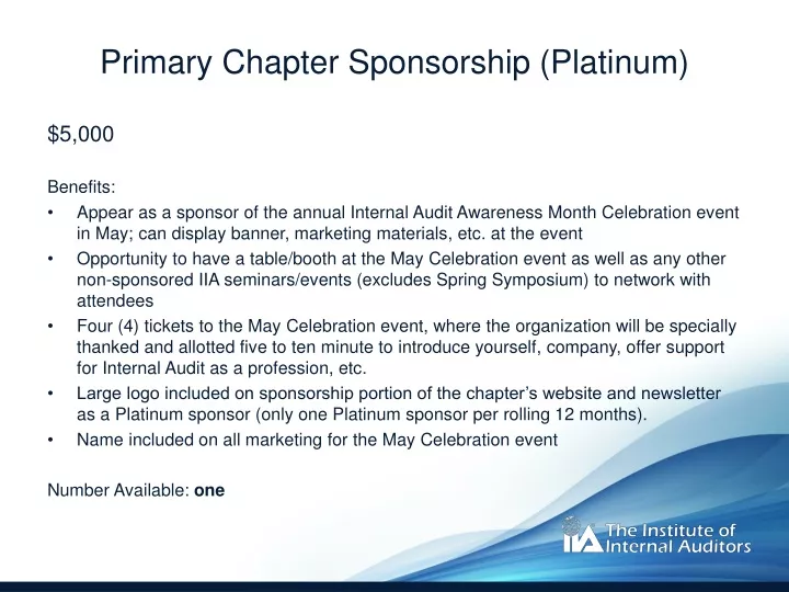 primary chapter sponsorship platinum