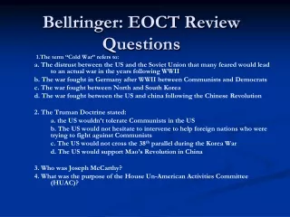 Bellringer: EOCT Review Questions