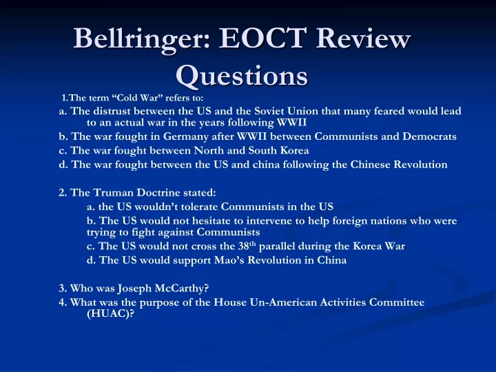 bellringer eoct review questions