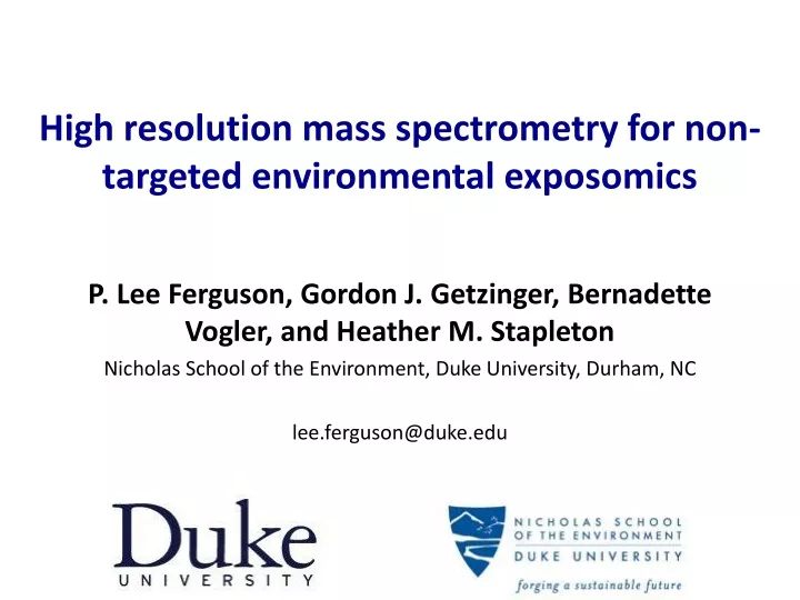 high resolution mass spectrometry for non targeted environmental exposomics
