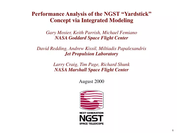 performance analysis of the ngst yardstick
