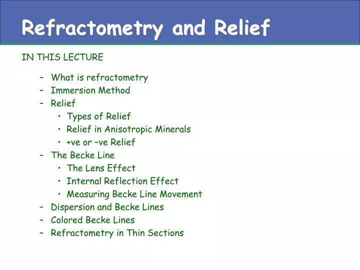 refractometry and relief