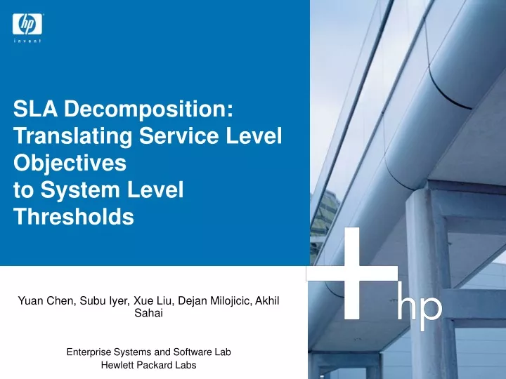 sla decomposition translating service level objectives to system level thresholds