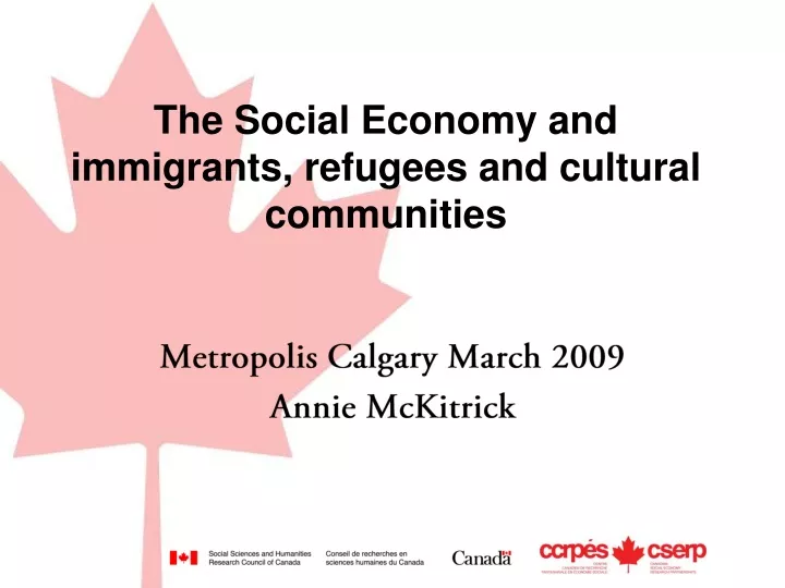 the social economy and immigrants refugees and cultural communities