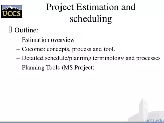 Project Estimation and scheduling