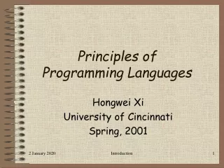 Principles of  Programming Languages