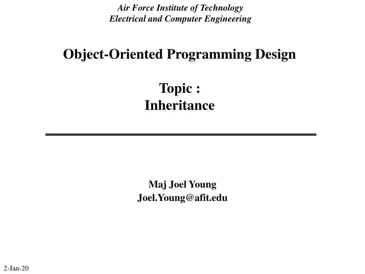 object oriented programming design topic inheritance
