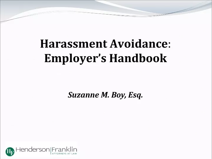harassment avoidance employer s handbook