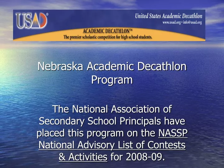 nebraska academic decathlon program the national