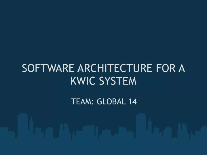 software architecture for a kwic system