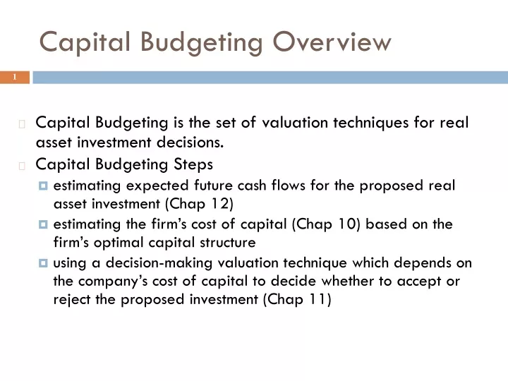 capital budgeting overview