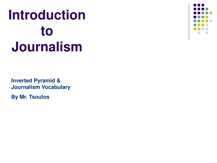 introduction to journalism