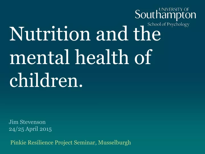 nutrition and the mental health of children