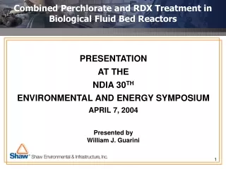 Combined Perchlorate and RDX Treatment in Biological Fluid Bed Reactors