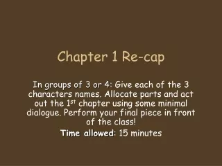 Chapter 1 Re-cap