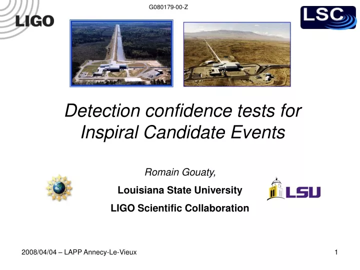 detection confidence tests for inspiral candidate events
