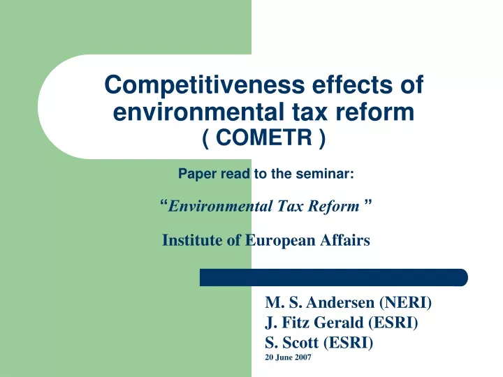 competitiveness effects of environmental tax reform cometr