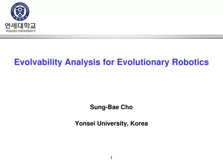 evolvability analysis for evolutionary robotics
