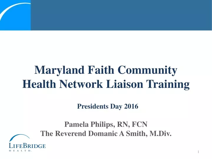 maryland faith community health network liaison training