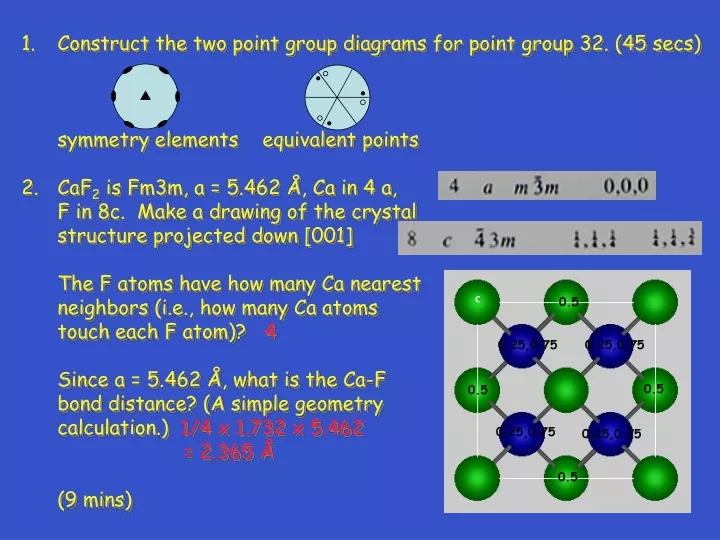 construct the two point group diagrams for point