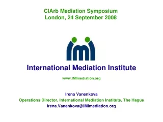 International Mediation Institute IMImediation Irena Vanenkova