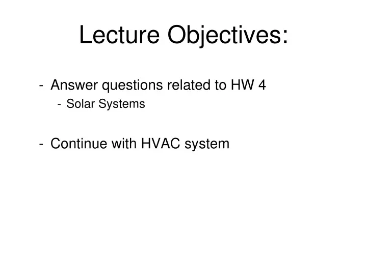 lecture objectives