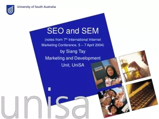 SEO and SEM  (notes from 7 th  International Internet Marketing Conference, 5 – 7 April 2004)