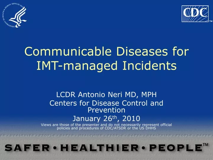 communicable diseases for imt managed incidents