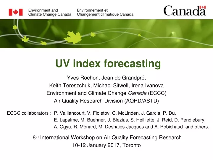 uv index forecasting