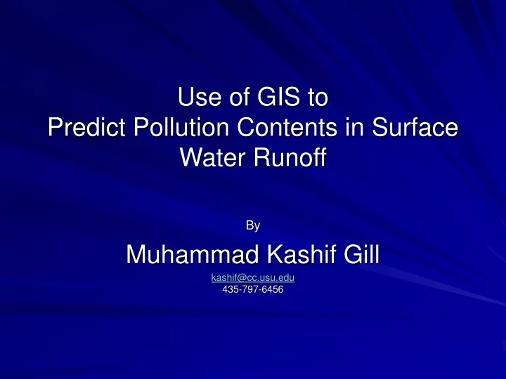 use of gis to predict pollution contents in surface water runoff