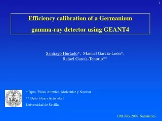 Efficiency calibration of a Germanium  gamma-ray detector using GEANT4