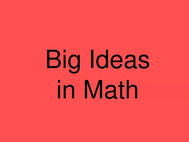 big ideas in math