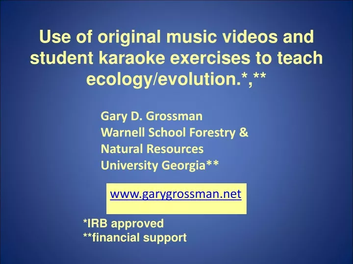use of original music videos and student karaoke exercises to teach ecology evolution