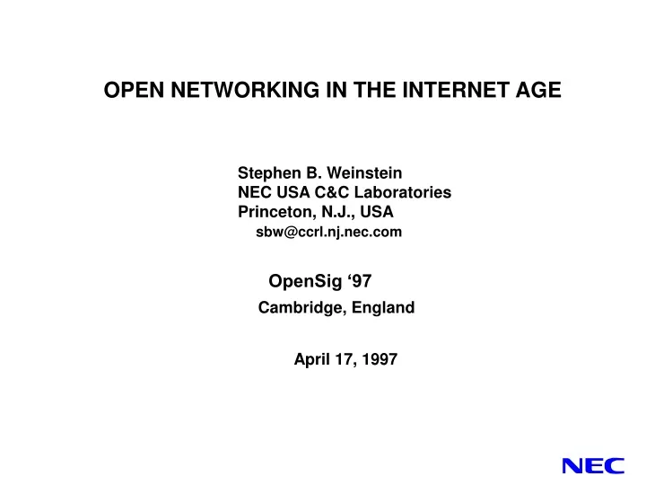 open networking in the internet age stephen