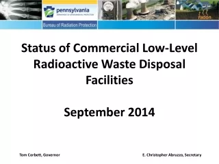 Status of Commercial Low-Level Radioactive Waste Disposal Facilities September 2014