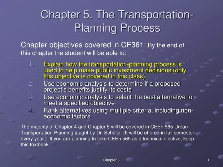 chapter 5 the transportation planning process