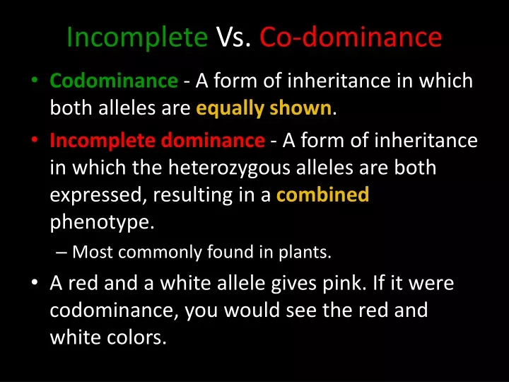 incomplete vs co dominance