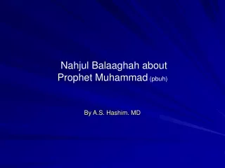 Nahjul Balaaghah about  Prophet Muhammad  (pbuh)