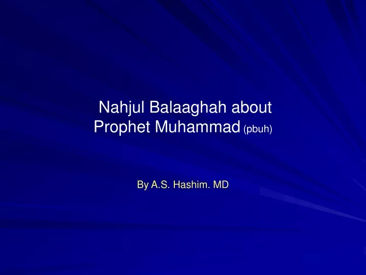 nahjul balaaghah about prophet muhammad pbuh