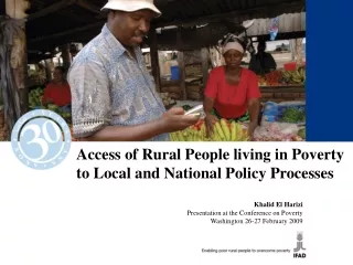 Access of Rural People living in Poverty to Local and National Policy Processes