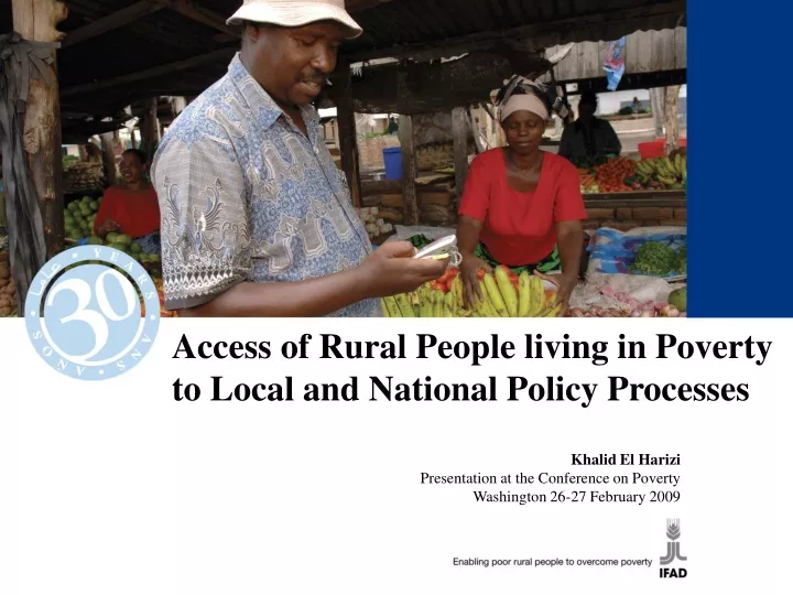 access of rural people living in poverty to local