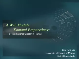 A Web Module       - Tsunami Preparedness