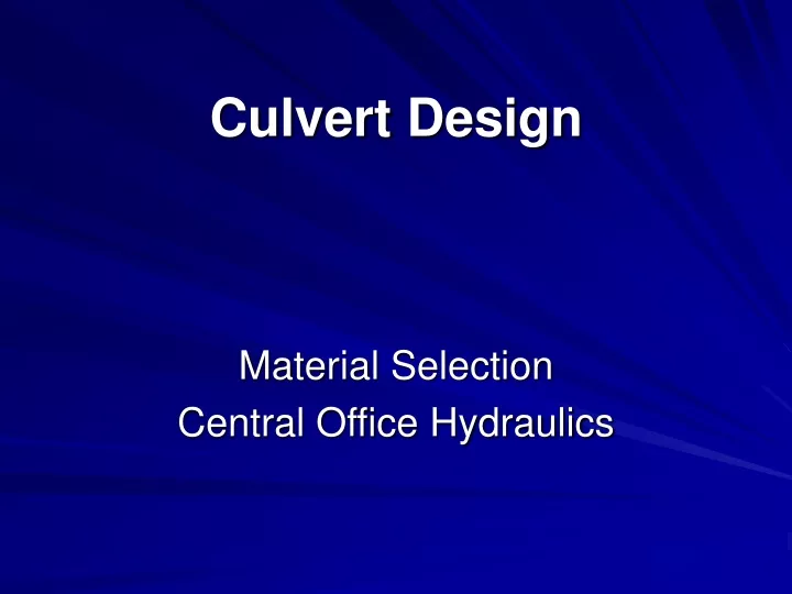 culvert design
