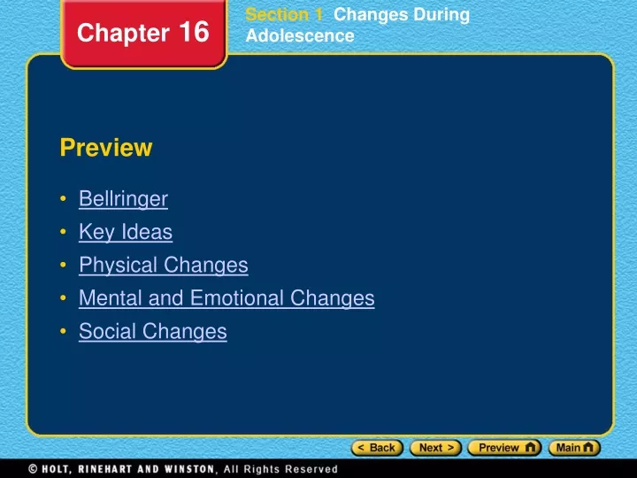 section 1 changes during adolescence