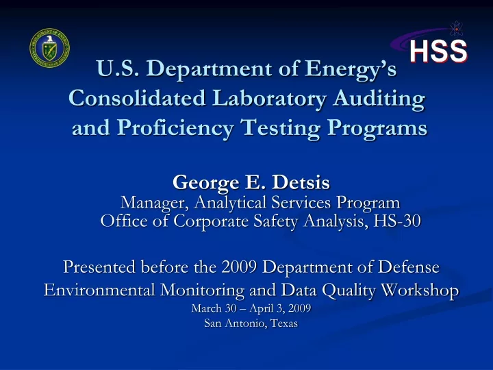 u s department of energy s consolidated laboratory auditing and proficiency testing programs