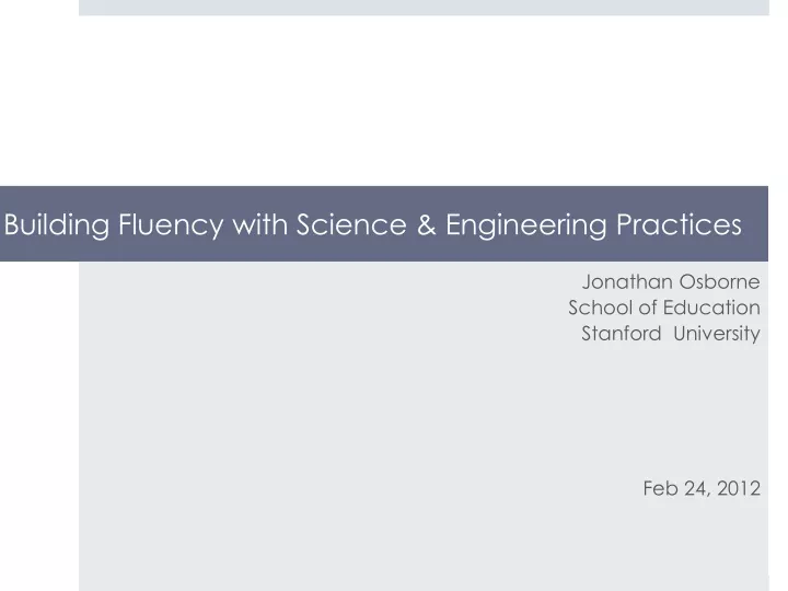 building fluency with science engineering practices