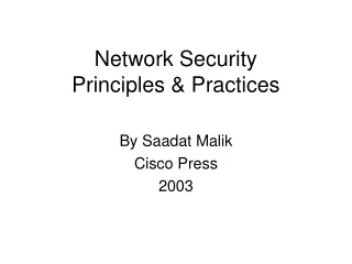 Network Security  Principles &amp; Practices