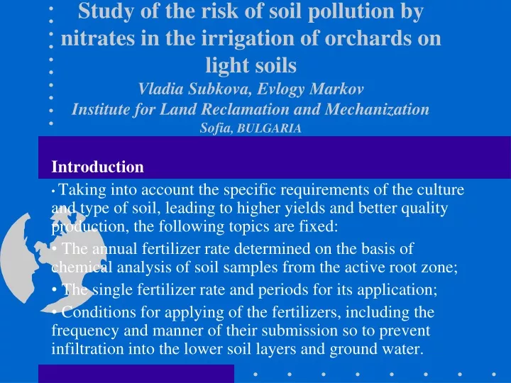 study of the risk of soil pollution by nitrates