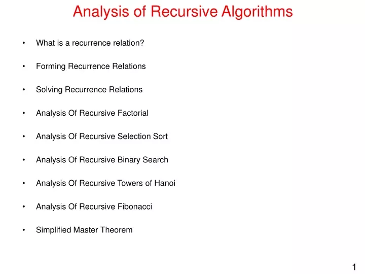analysis of recursive algorithms